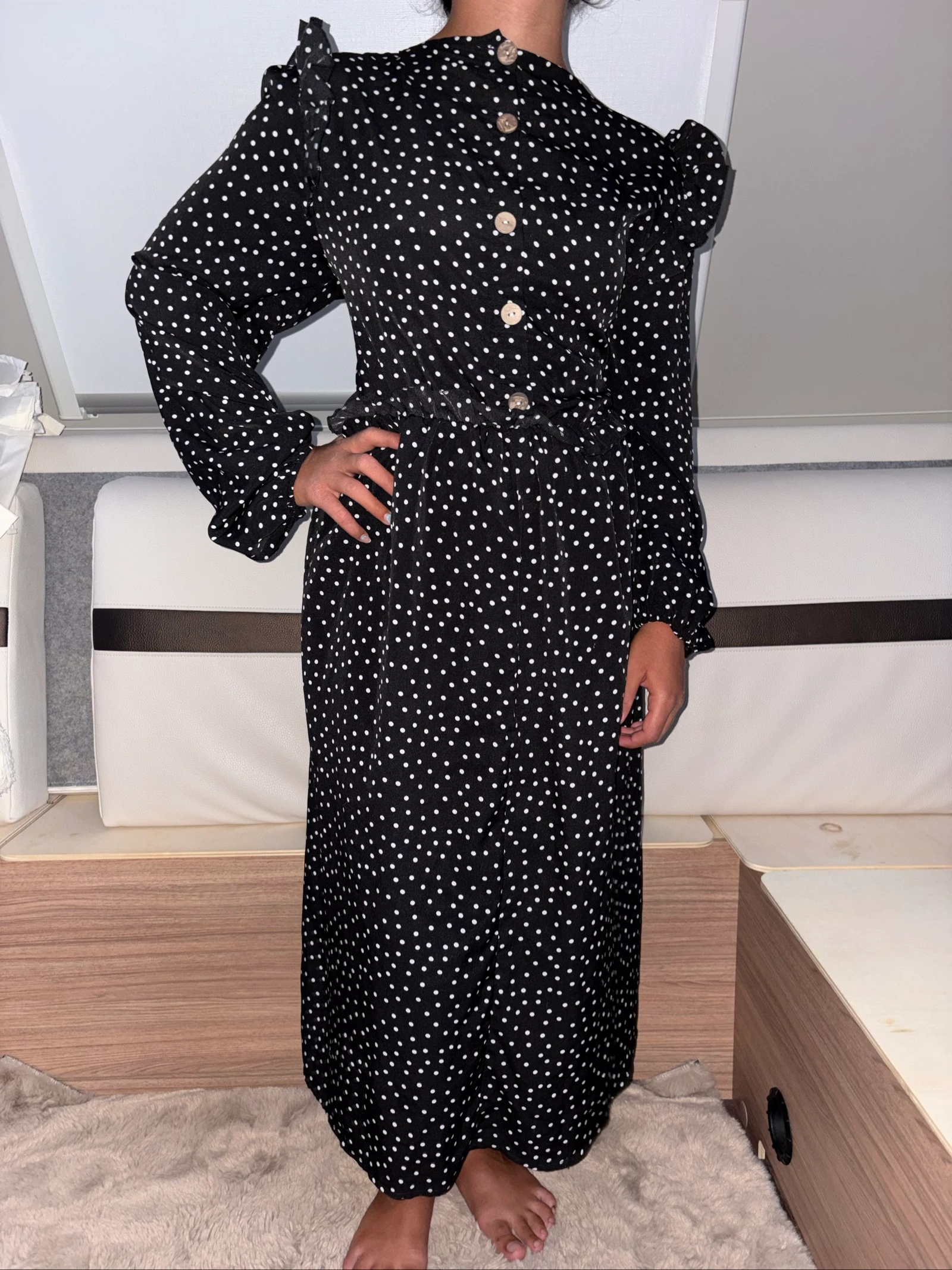Vestido largo de lunares negros y blancos XL – Usado una vez – photo 2